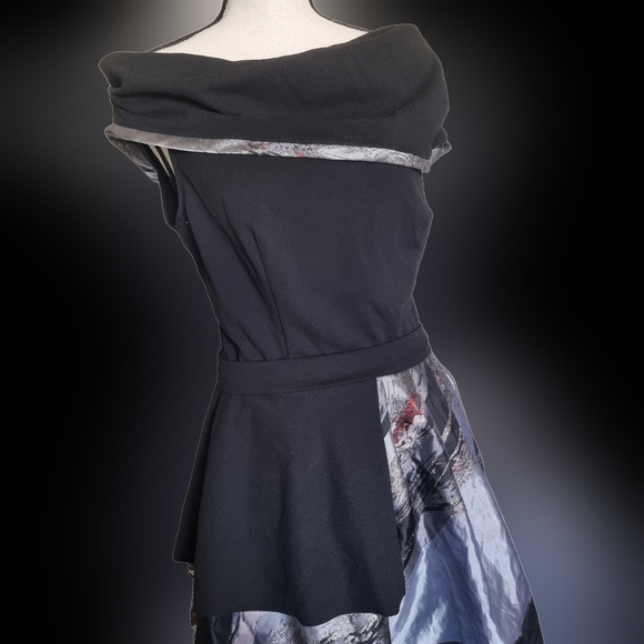 Bridgerton feel Elegant black asymmetric dress - Picture 2 of 6